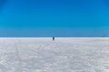 Landscape of incredibly white salt flat Salar de Uyuni, amid the Andes in southwest Bolivia, South America